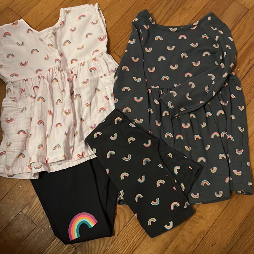 Rainbow sets : 2 pants + 1 dress + 1 shirt for girls